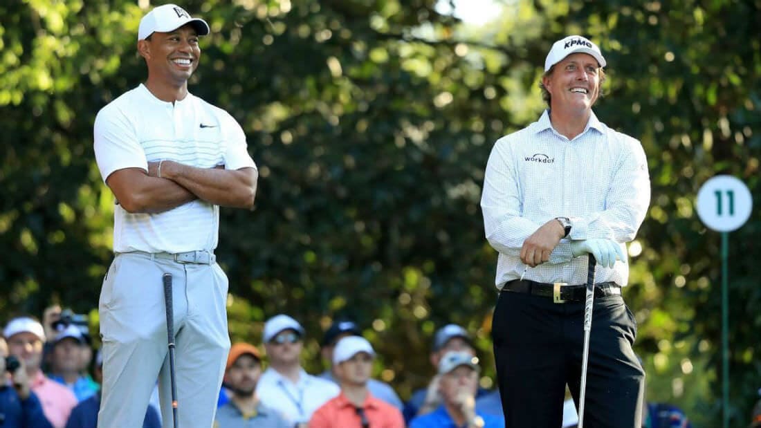 Tiger Woods Phil Mickelson Smiles