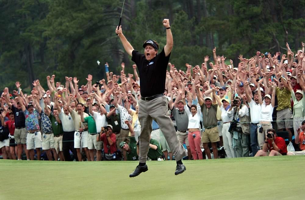 phil mickelson masters jump