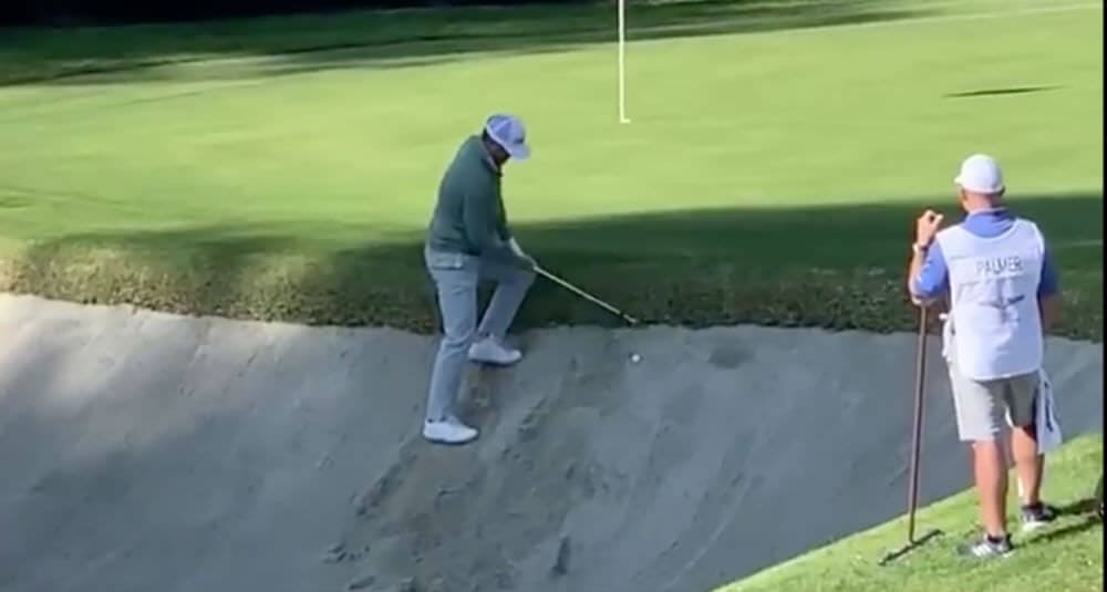 WATCH: Palmer Takes SIX Shots To Escape Bunker. Yikes!
