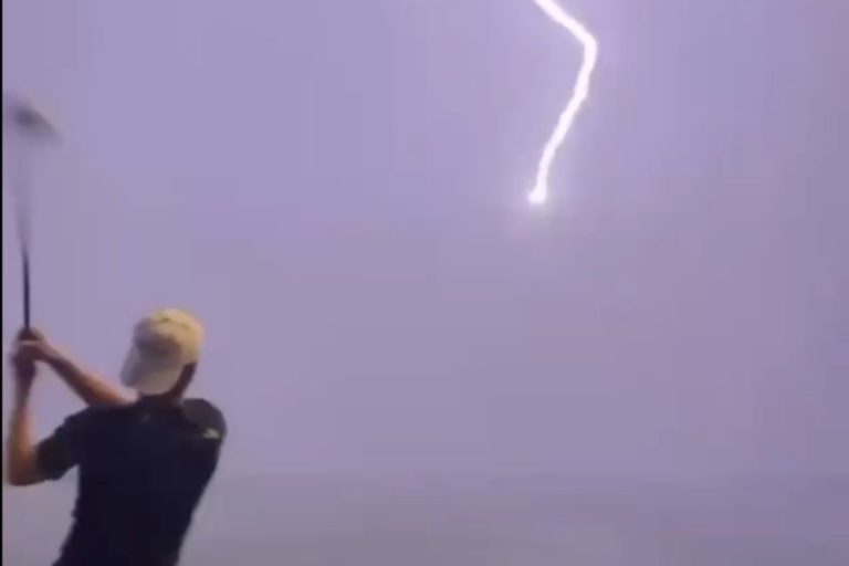 WATCH: TopGolf Ball Struck By Lightning In Mid-Air! SICK!